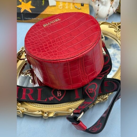 🆕 BLUGIRL 🧿 NWT Linea Rosso Red Croc Round Mini Purse, Logo Strap - Picture 14 of 15